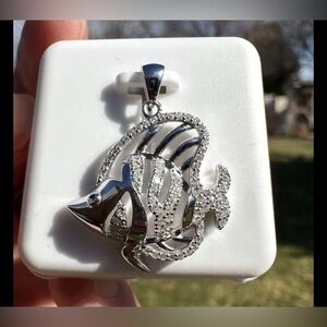 NEW 1 CTW Moissanite 925 Sterling Silver Angelfish Charm Pendant $400 Retail